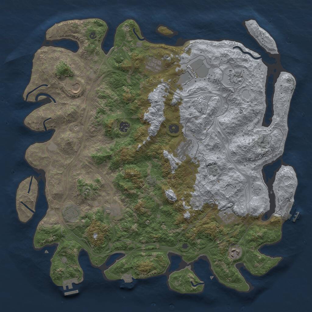 Rust Map: Procedural Map, Size: 4500, Seed: 758932716, 17 Monuments