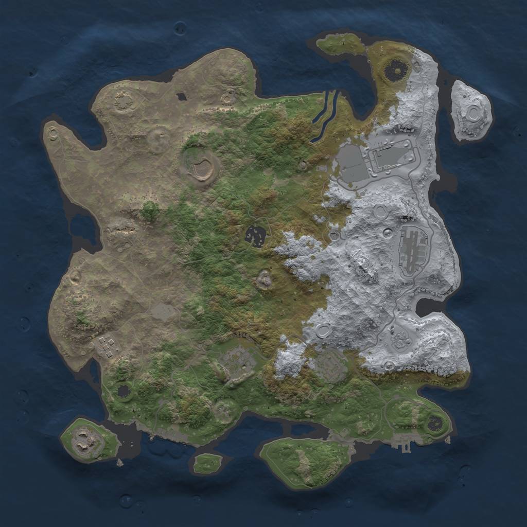 Rust Map: Procedural Map, Size: 3650, Seed: 1841200553, 16 Monuments