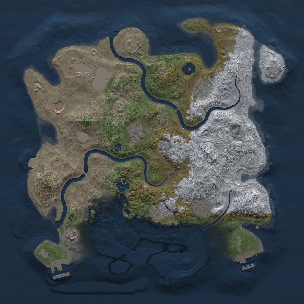 Rust Map: Procedural Map, Size: 3650, Seed: 1841200553, 15 Monuments