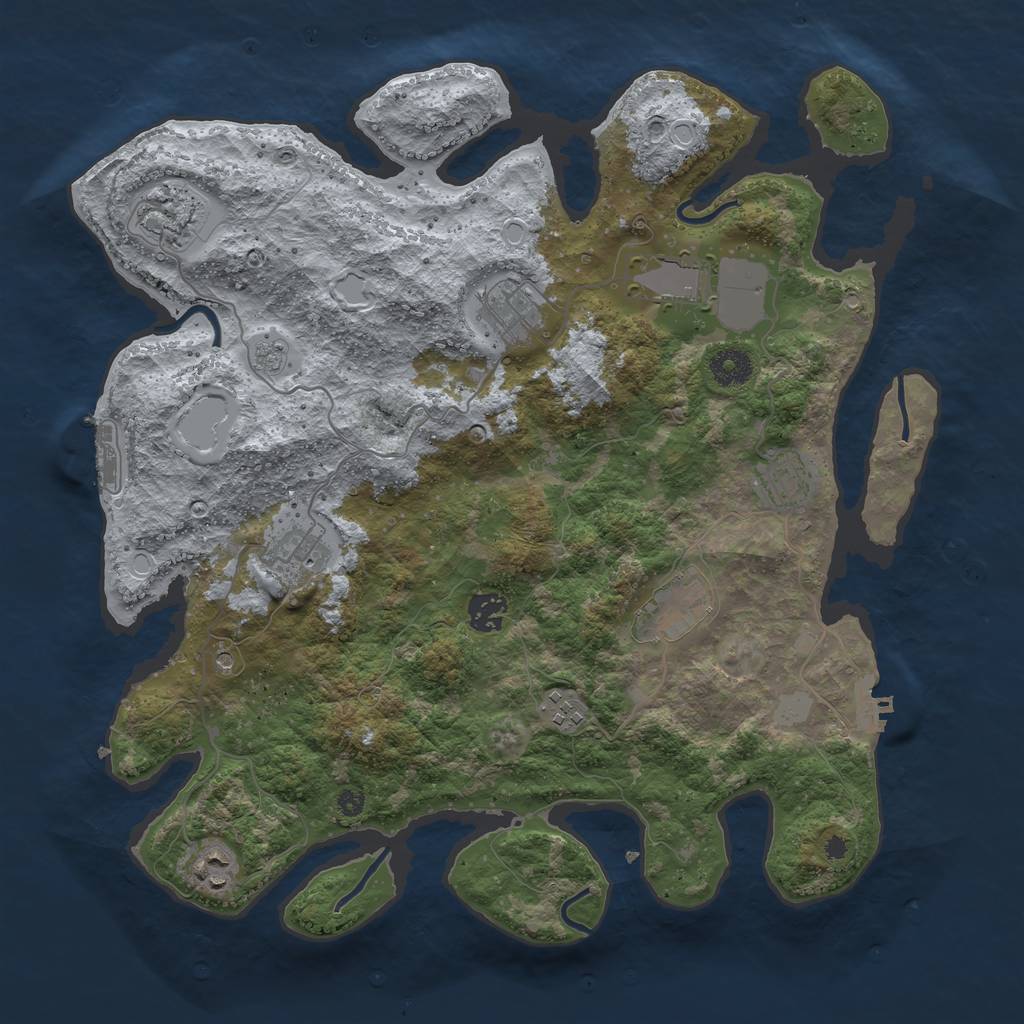 Rust Map: Procedural Map, Size: 3800, Seed: 210904, 16 Monuments