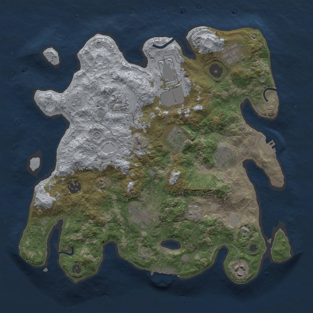 Rust Map: Procedural Map, Size: 3500, Seed: 1265887087, 16 Monuments