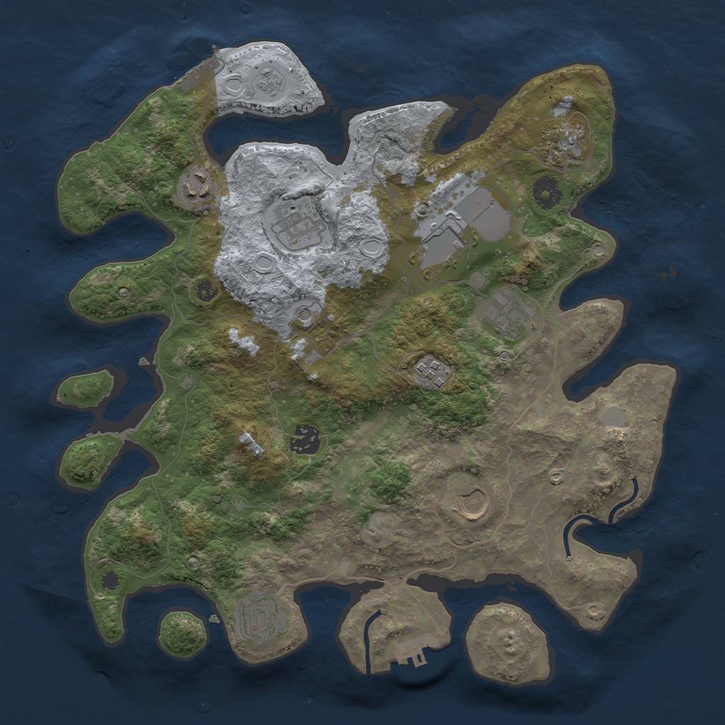 Rust Map: Procedural Map, Size: 3500, Seed: 35080808, 16 Monuments