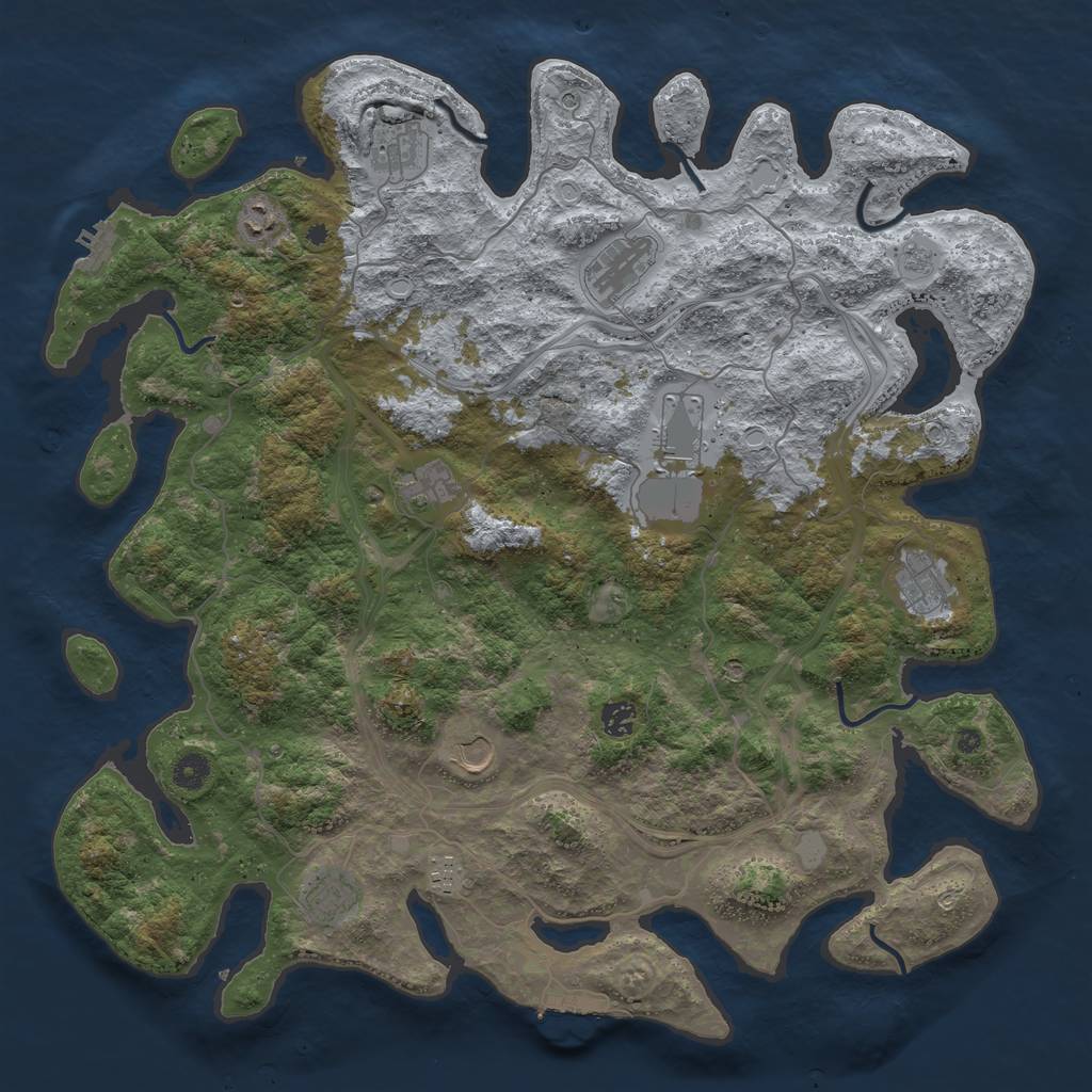 Rust Map: Procedural Map, Size: 4500, Seed: 1366767878, 17 Monuments