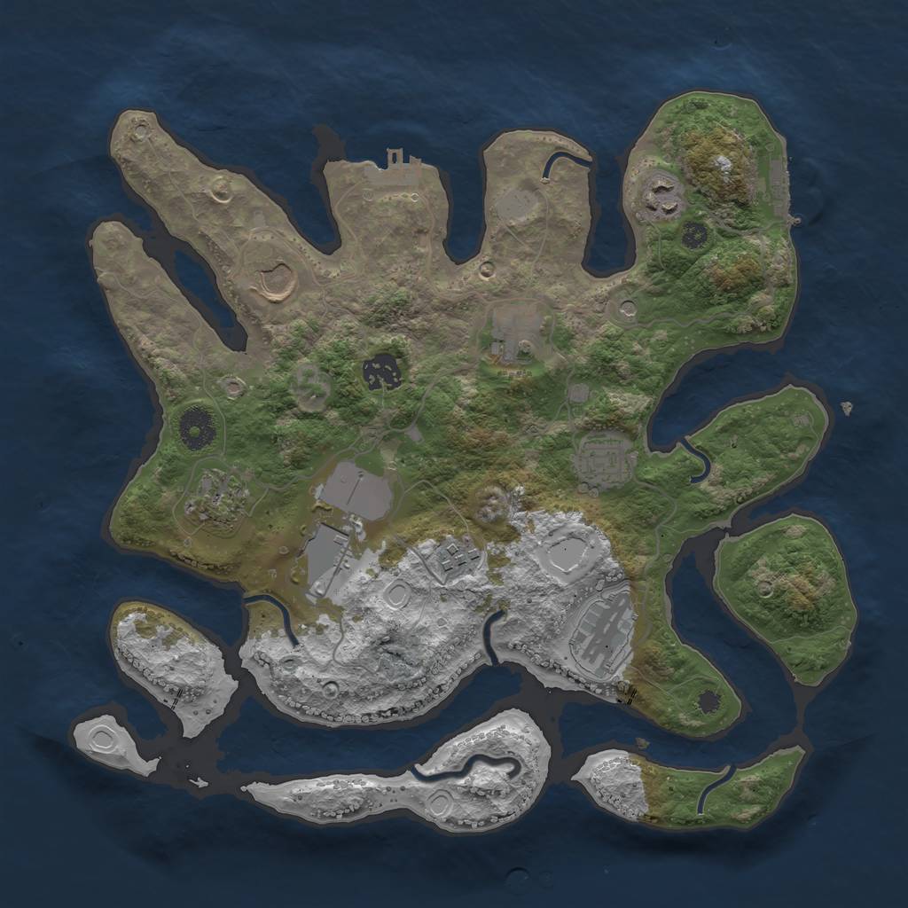 Rust Map: Procedural Map, Size: 3500, Seed: 631270362, 17 Monuments