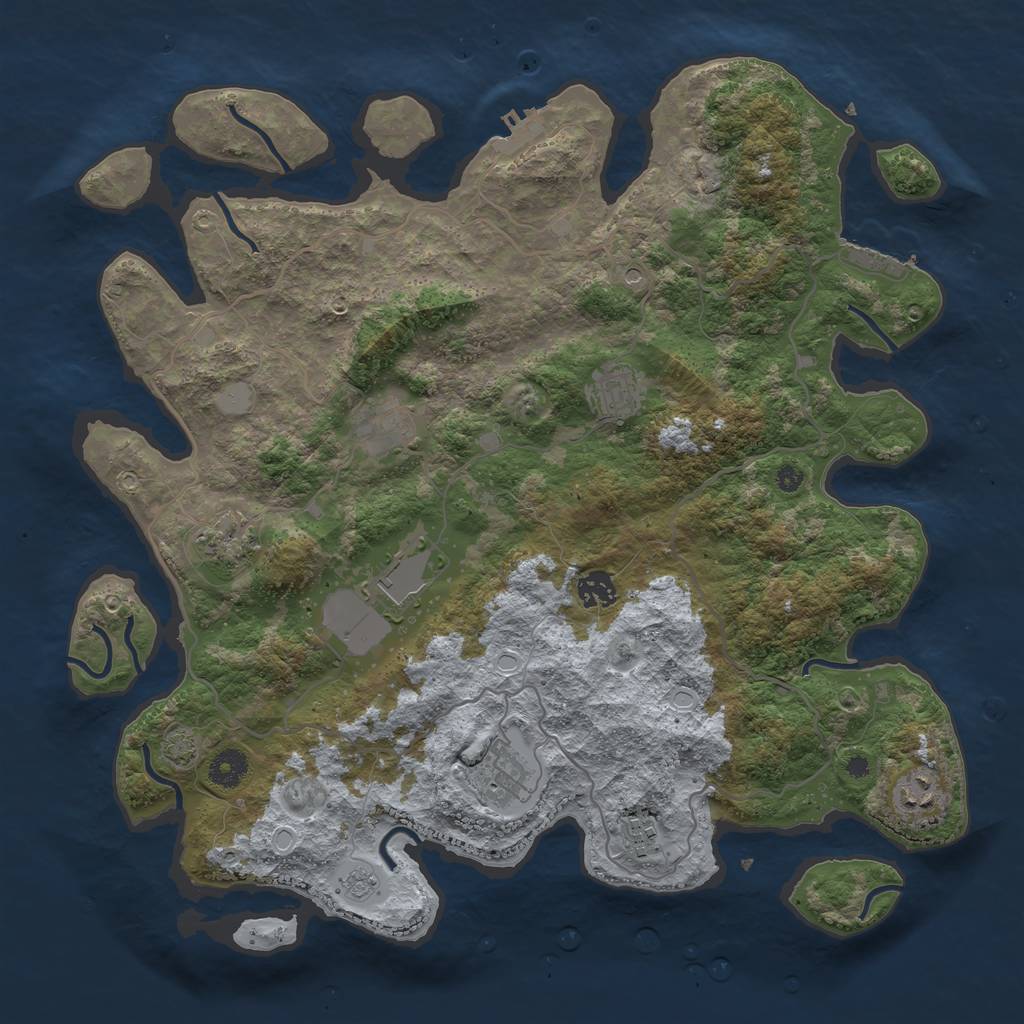 Rust Map: Procedural Map, Size: 4000, Seed: 1415084754, 16 Monuments