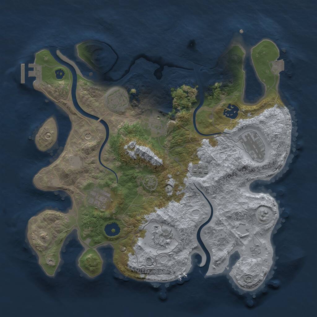 Rust Map: Procedural Map, Size: 3250, Seed: 2064888293, 12 Monuments