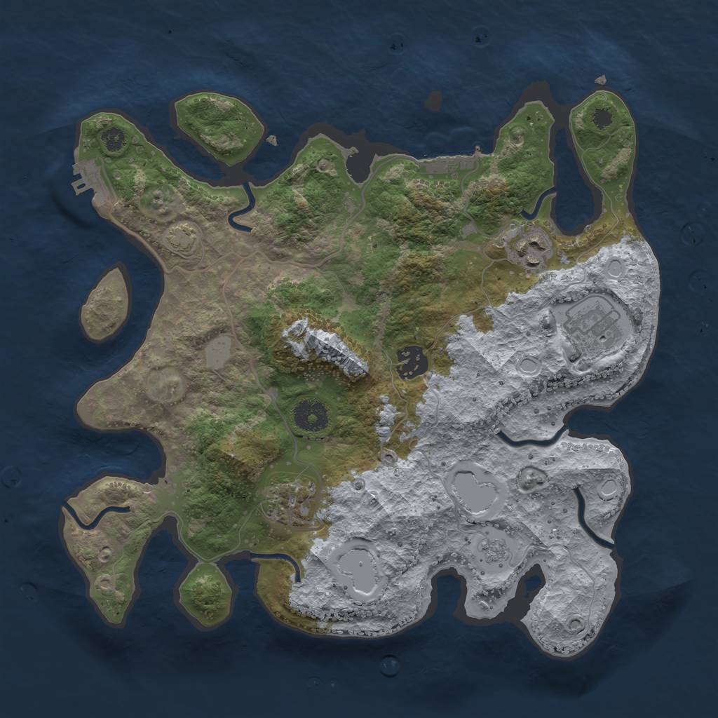 Rust Map: Procedural Map, Size: 3250, Seed: 2064888293, 11 Monuments