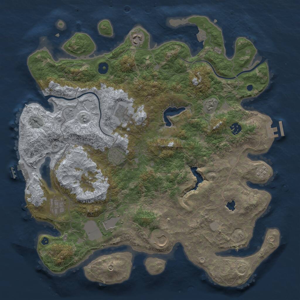 Rust Map: Procedural Map, Size: 4000, Seed: 1907217433, 14 Monuments