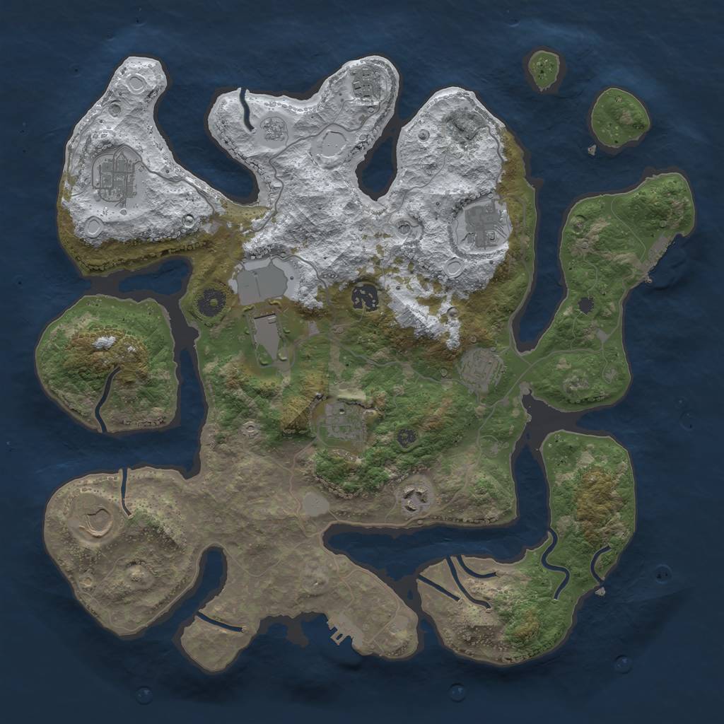 Rust Map: Procedural Map, Size: 3850, Seed: 1862702886, 18 Monuments