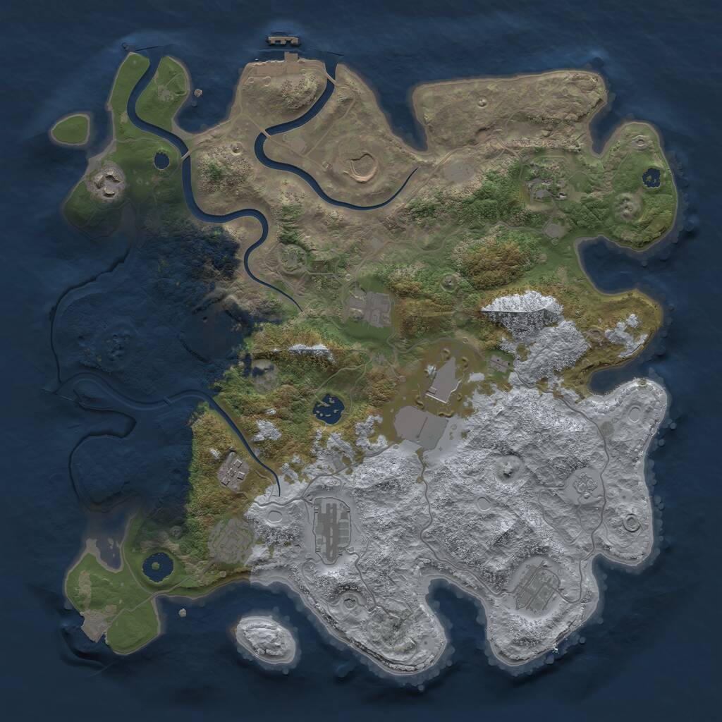 Rust Map: Procedural Map, Size: 3750, Seed: 1923918117, 16 Monuments