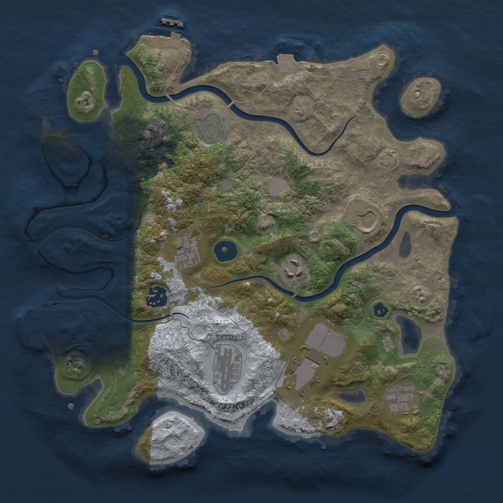 Rust Map: Procedural Map, Size: 3500, Seed: 382912384, 14 Monuments