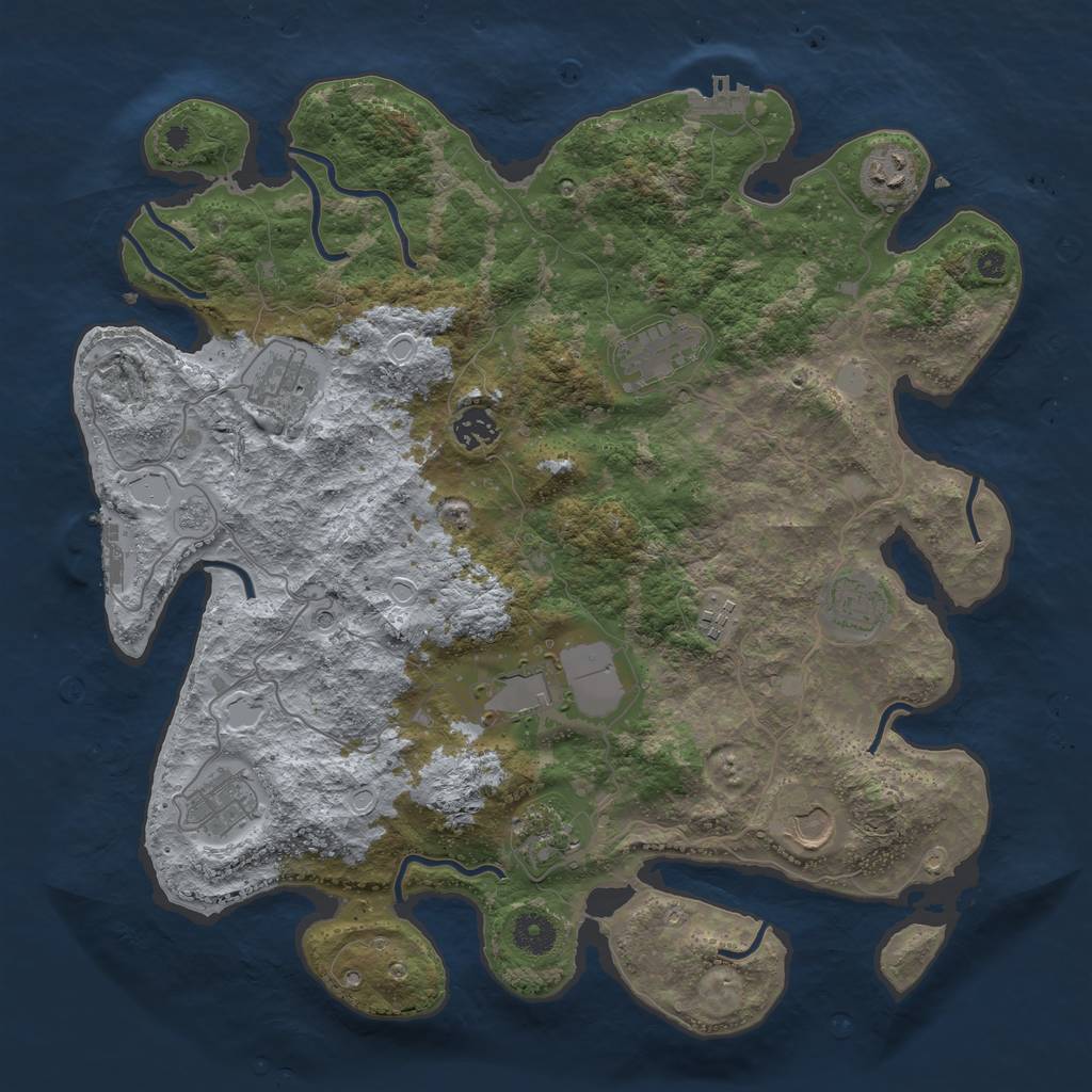 Rust Map: Procedural Map, Size: 3900, Seed: 76473692, 17 Monuments