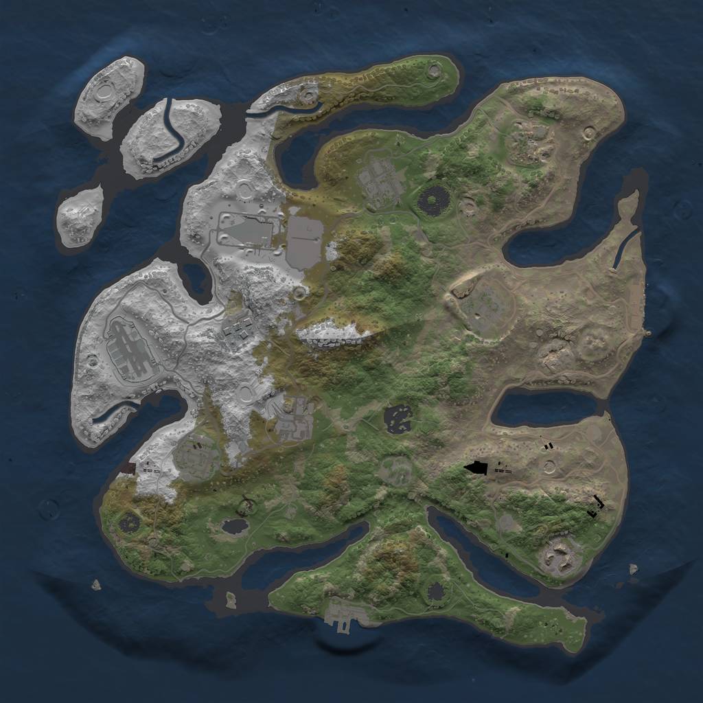 Rust Map: Procedural Map, Size: 3500, Seed: 302194027, 18 Monuments