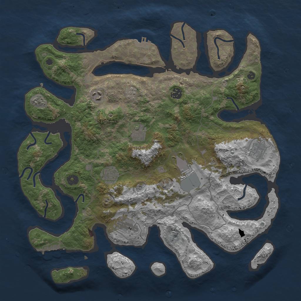 Rust Map: Procedural Map, Size: 4000, Seed: 73533713, 16 Monuments