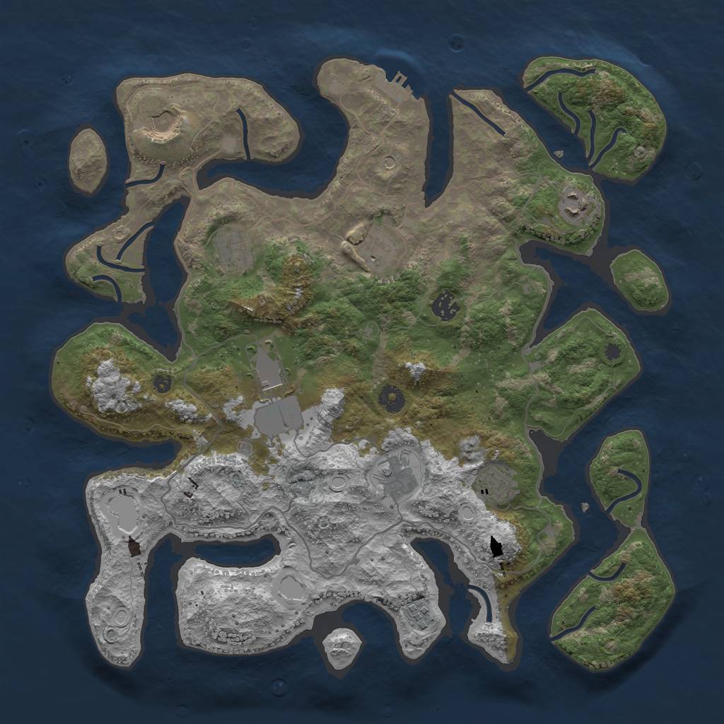 Rust Map: Procedural Map, Size: 4000, Seed: 9565729, 16 Monuments