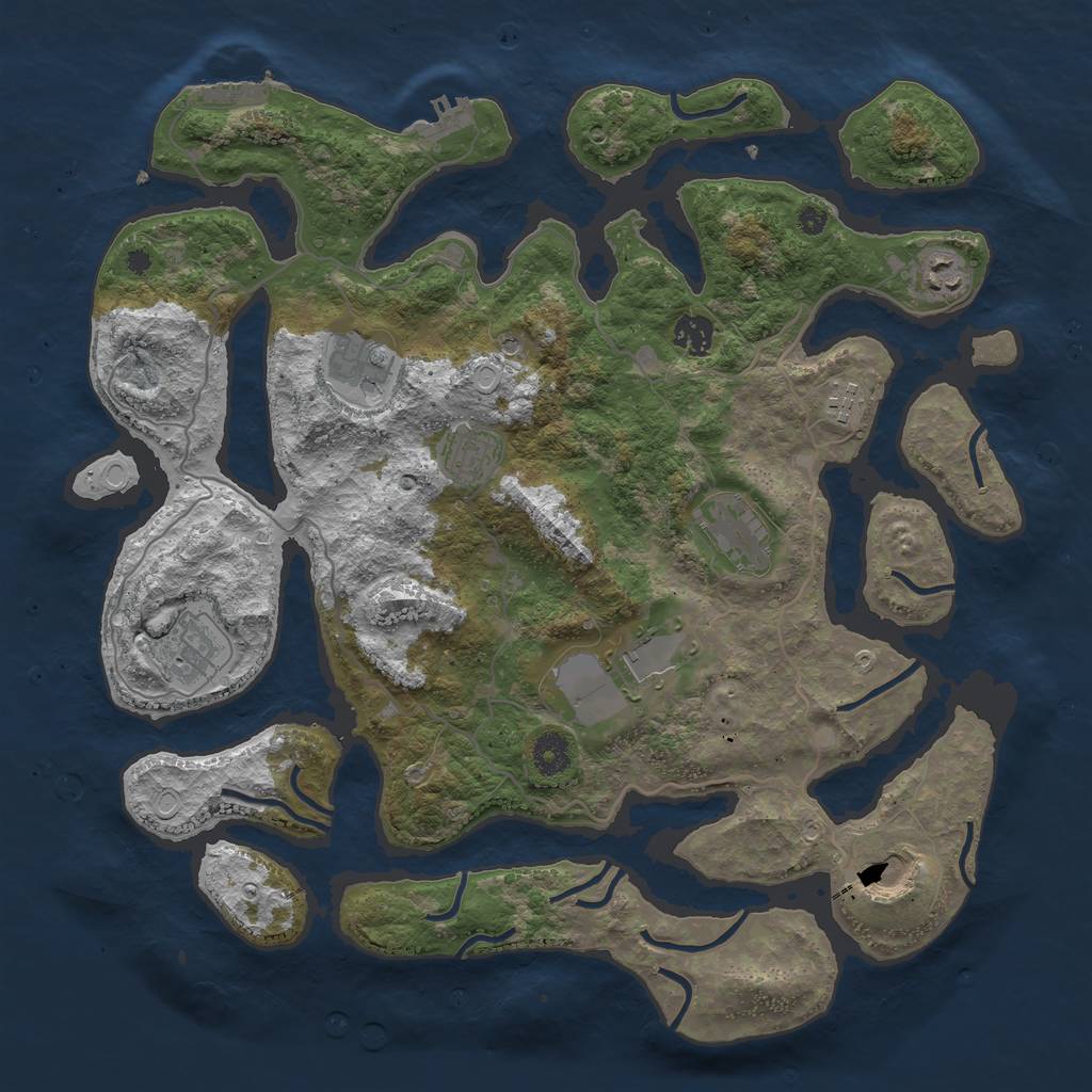 Rust Map: Procedural Map, Size: 4000, Seed: 59374099, 17 Monuments