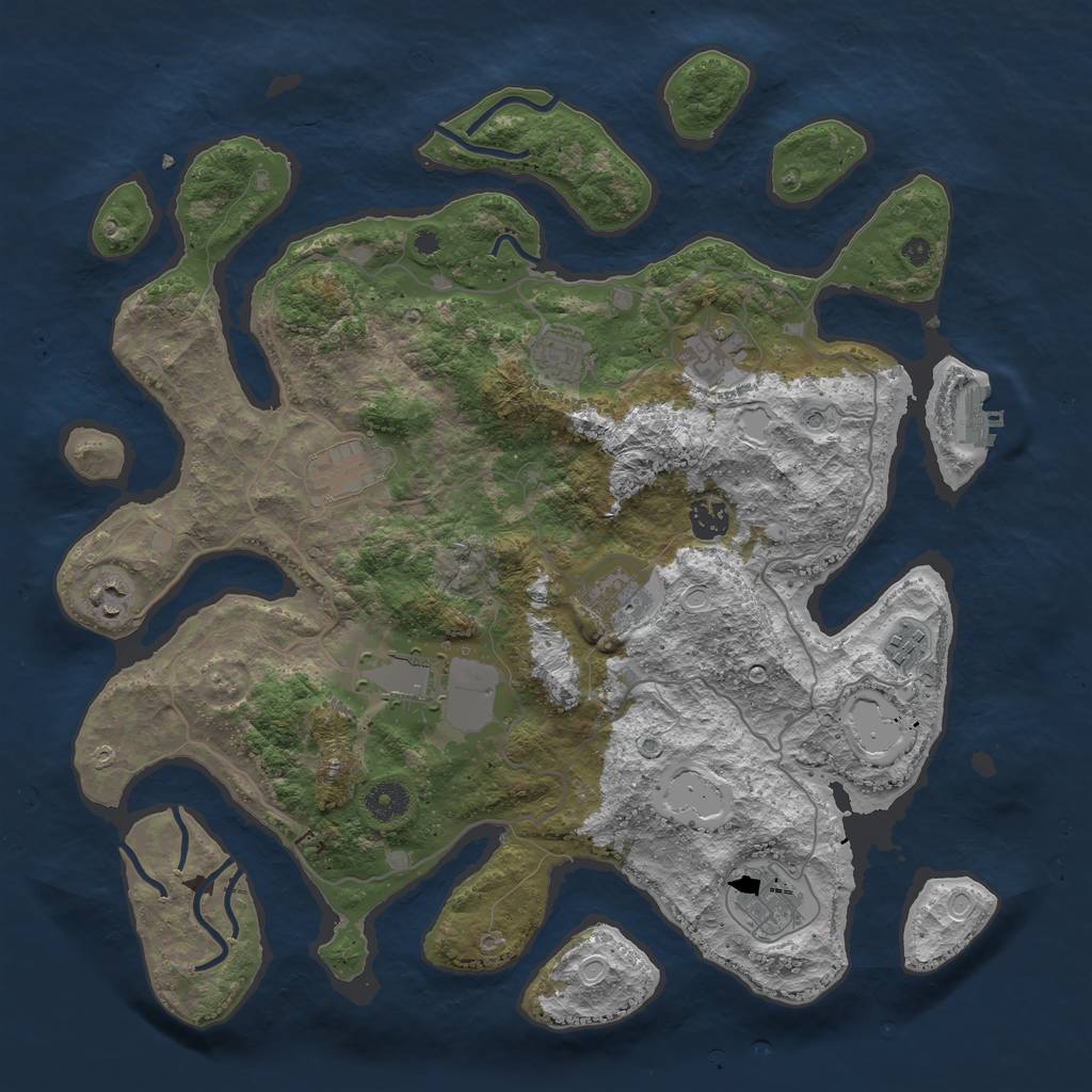 Rust Map: Procedural Map, Size: 4000, Seed: 3564, 16 Monuments