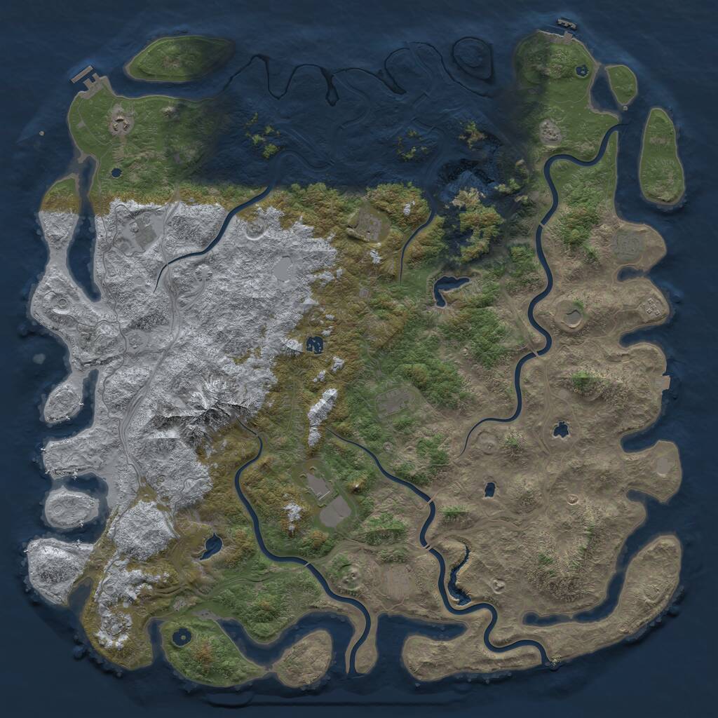 Rust Map: Procedural Map, Size: 6000, Seed: 6699386, 17 Monuments