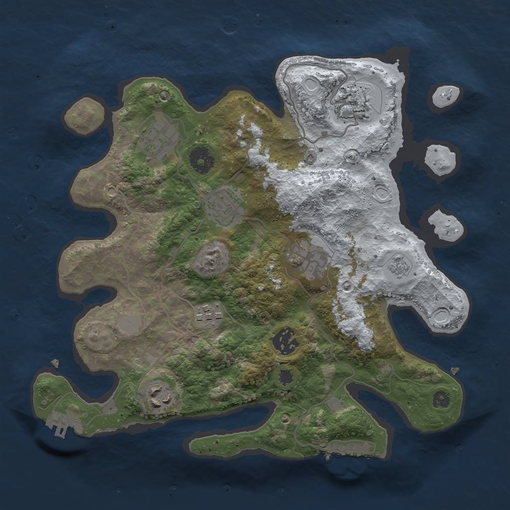 Rust Map: Procedural Map, Size: 3000, Seed: 2424859, 15 Monuments