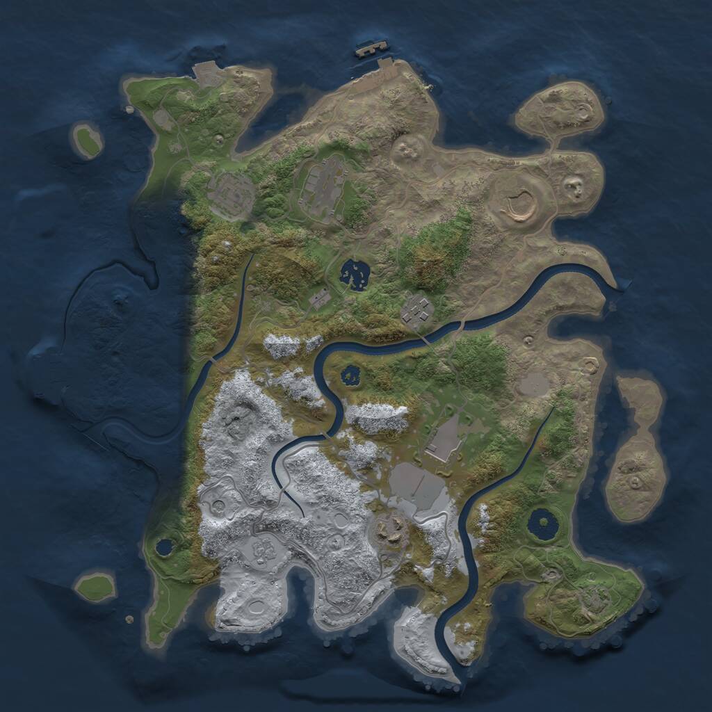 Rust Map: Procedural Map, Size: 3500, Seed: 2011982456, 13 Monuments