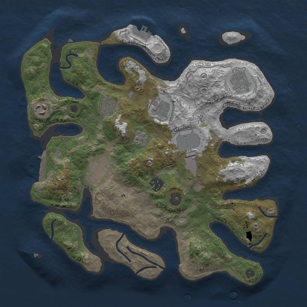 Rust Map: Procedural Map, Size: 3500, Seed: 58856861, 16 Monuments