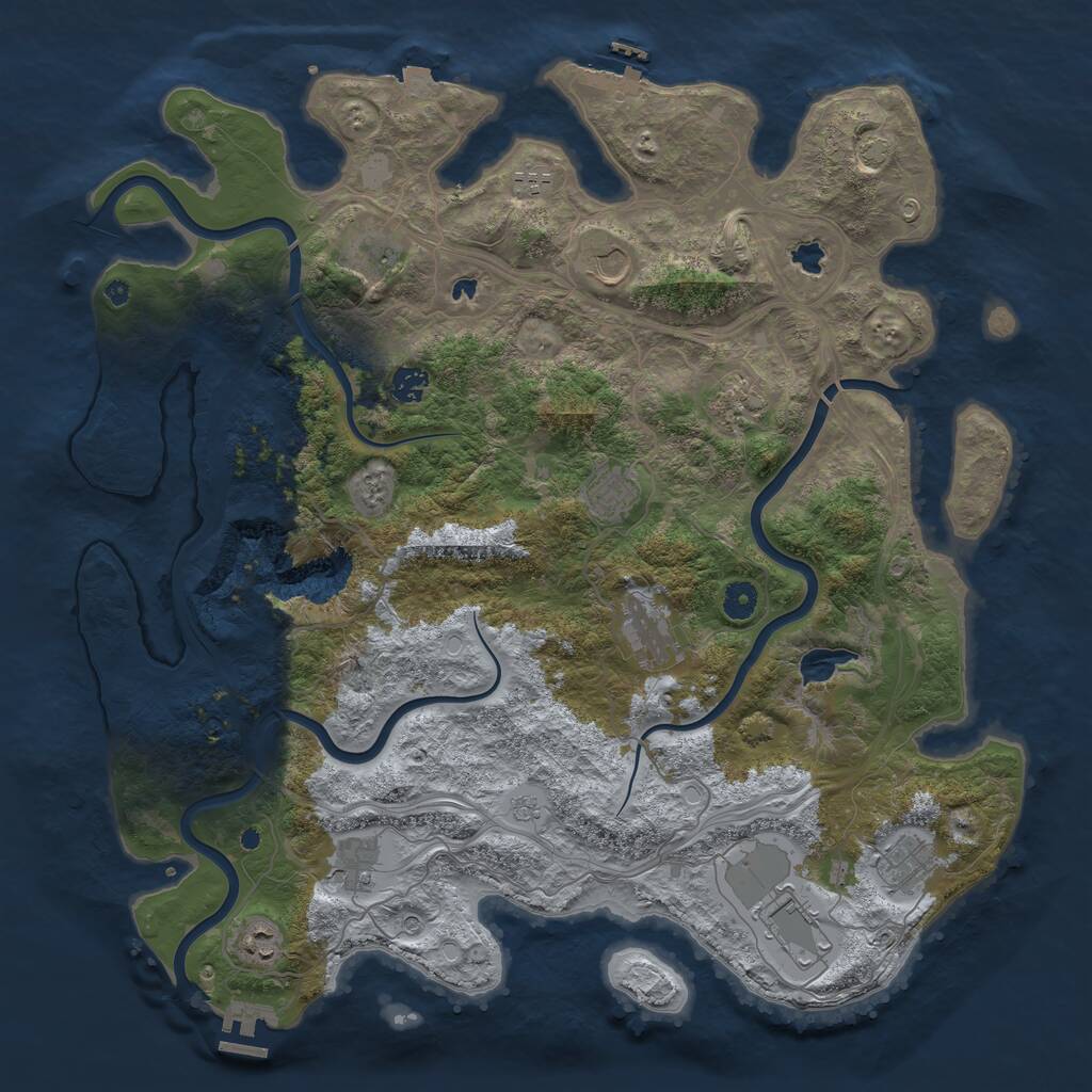 Rust Map: Procedural Map, Size: 4500, Seed: 157954816, 17 Monuments