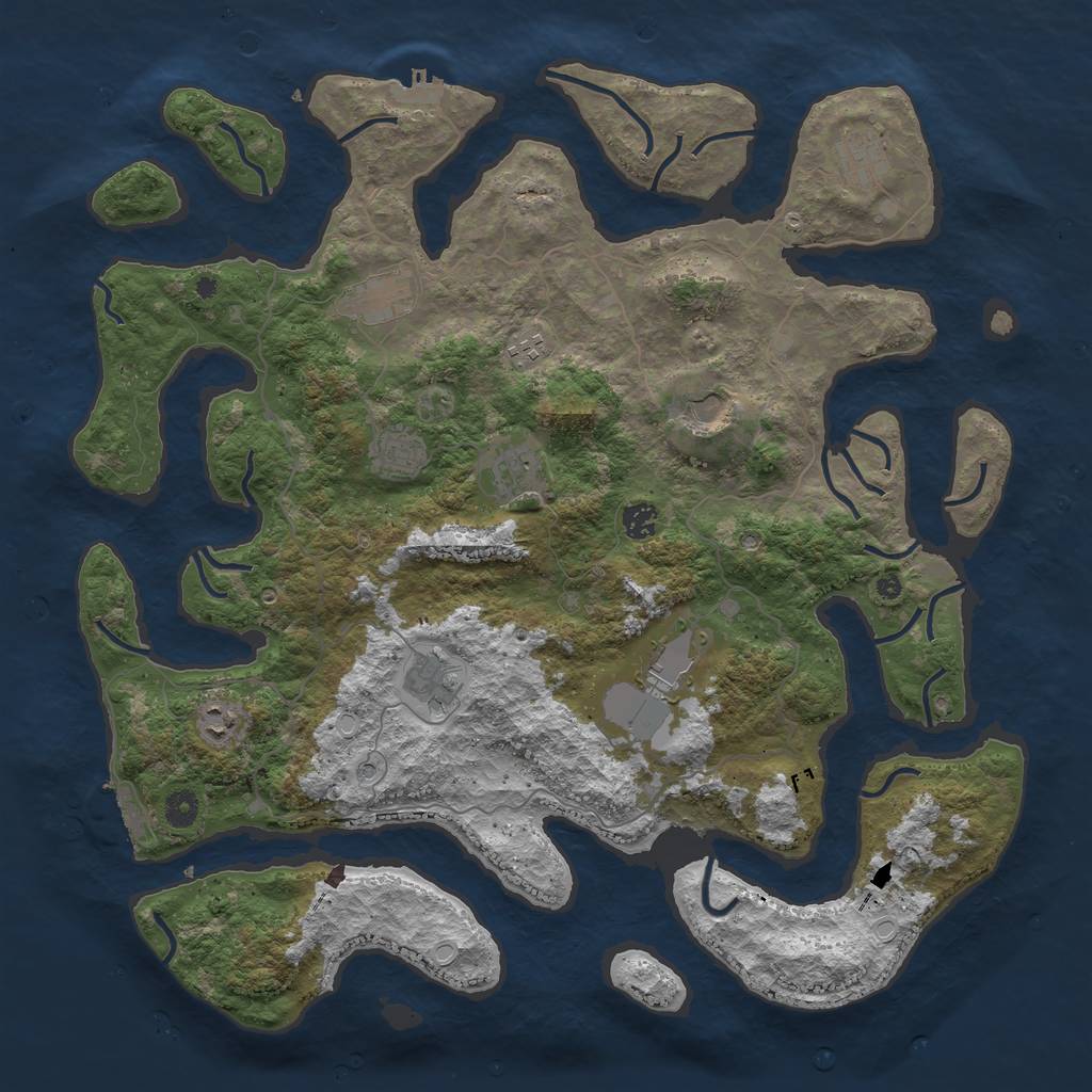 Rust Map: Procedural Map, Size: 4500, Seed: 157954816, 18 Monuments