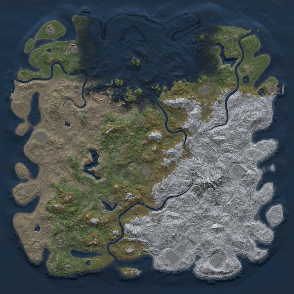 Rust Map: Procedural Map, Size: 6000, Seed: 74630, 17 Monuments