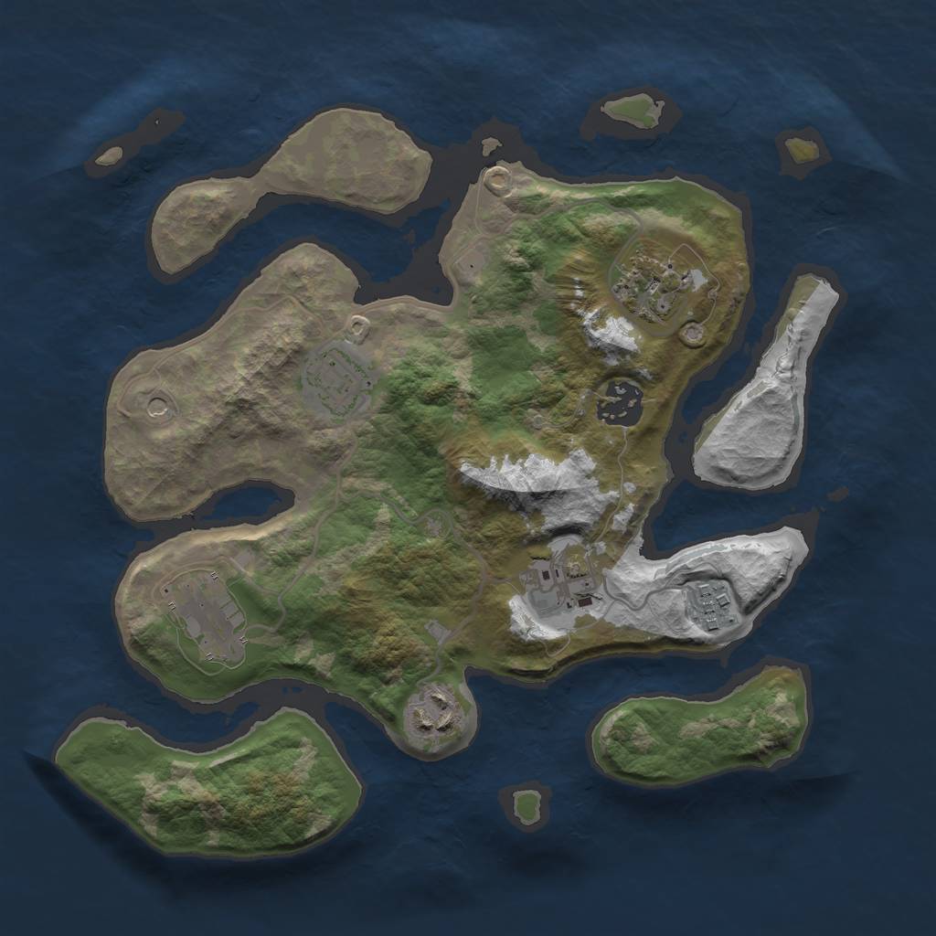 Rust Map: Barren, Size: 3000, Seed: 641416, 10 Monuments