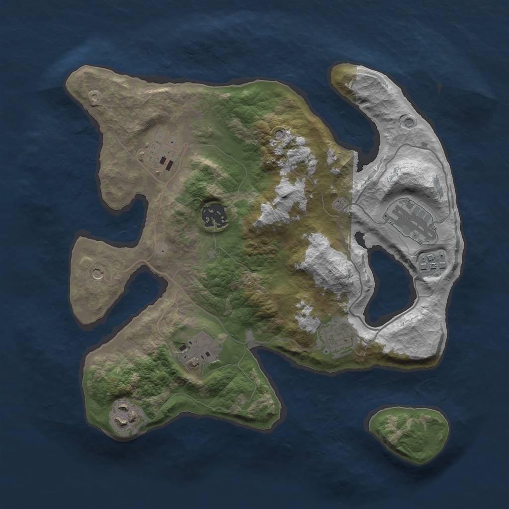 Rust Map: Barren, Size: 3000, Seed: 730539, 10 Monuments