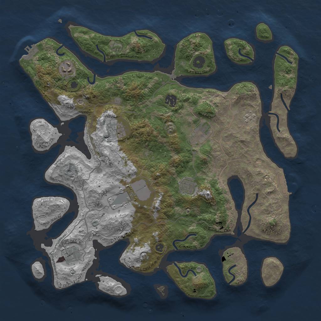 Rust Map: Procedural Map, Size: 4000, Seed: 4294, 16 Monuments