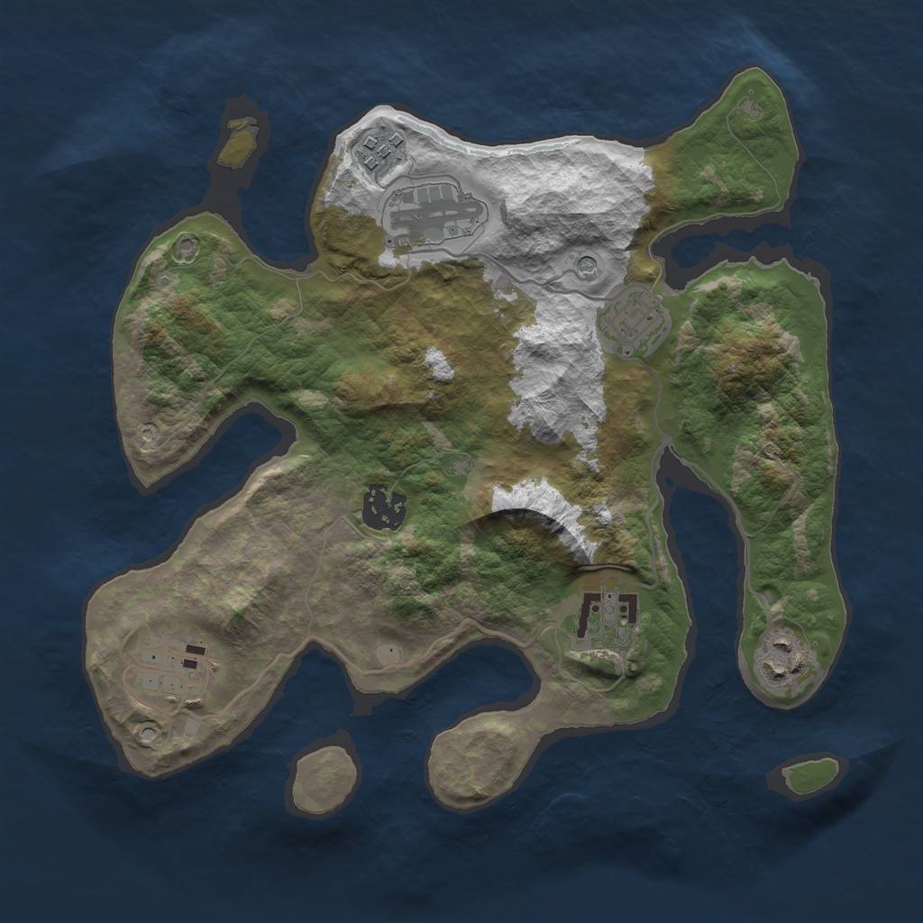 Rust Map: Barren, Size: 3000, Seed: 716768, 10 Monuments