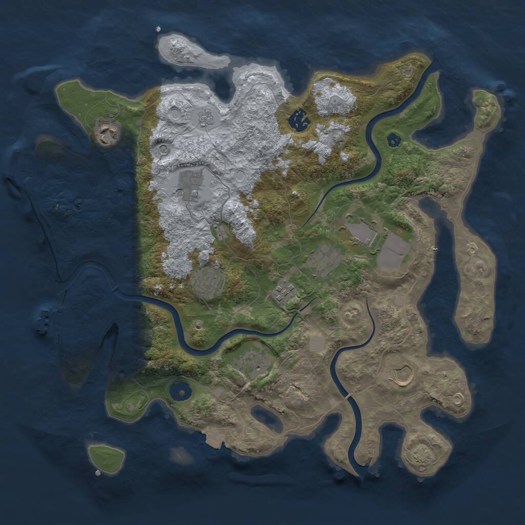 Rust Map: Procedural Map, Size: 3750, Seed: 2000, 15 Monuments