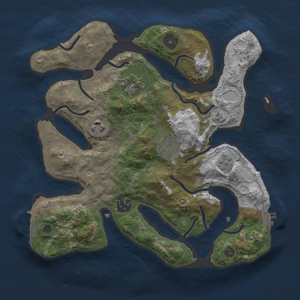 Rust Map: Procedural Map, Size: 3000, Seed: 154524, 13 Monuments