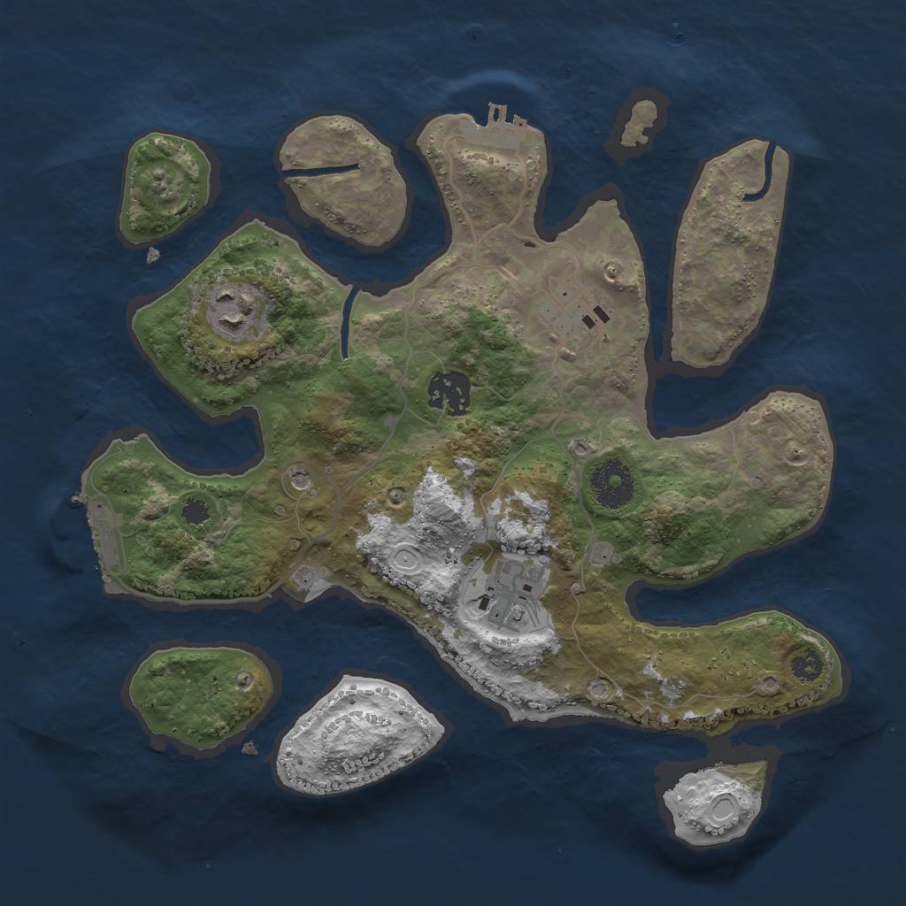 Rust Map: Procedural Map, Size: 3000, Seed: 610155, 12 Monuments