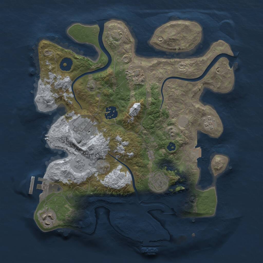 Rust Map: Procedural Map, Size: 3000, Seed: 647271677, 11 Monuments