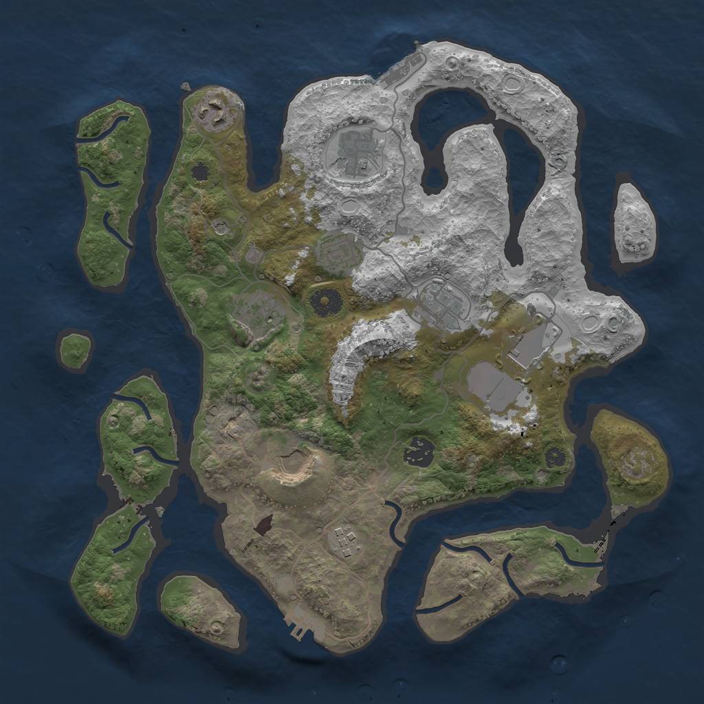 Rust Map: Procedural Map, Size: 3500, Seed: 1331245554, 17 Monuments