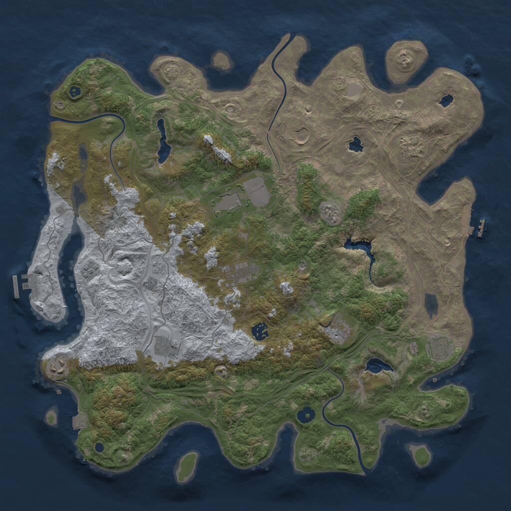 Rust Map: Procedural Map, Size: 4500, Seed: 852078720, 16 Monuments
