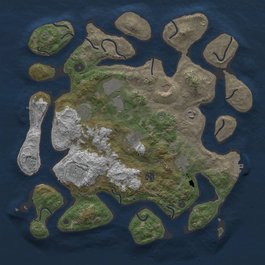 Rust Map: Procedural Map, Size: 3999, Seed: 827, 17 Monuments