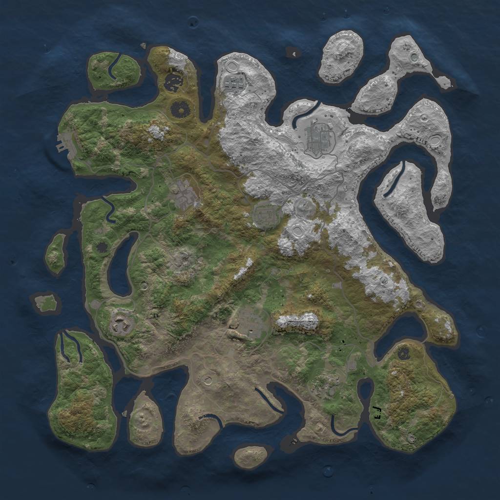 Rust Map: Procedural Map, Size: 4050, Seed: 1338073737, 15 Monuments