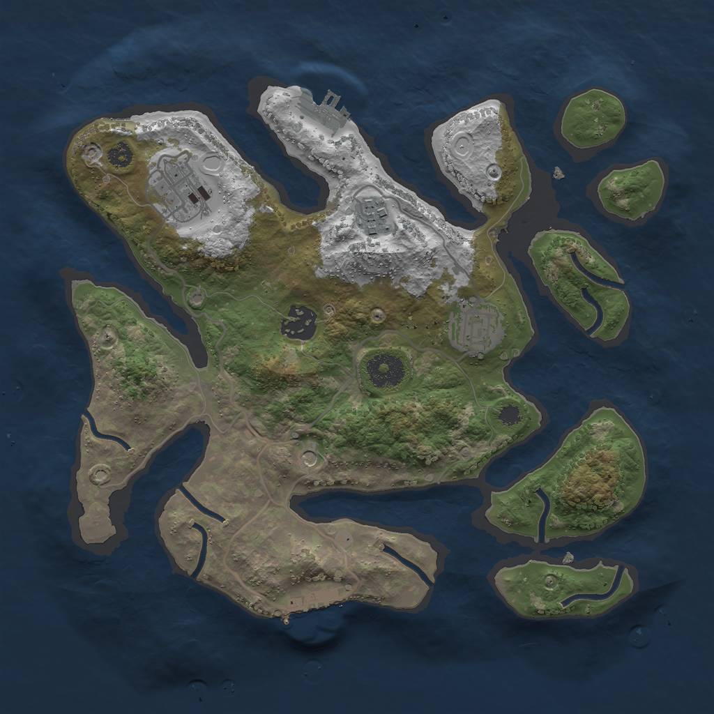 Rust Map: Procedural Map, Size: 3000, Seed: 112715, 12 Monuments