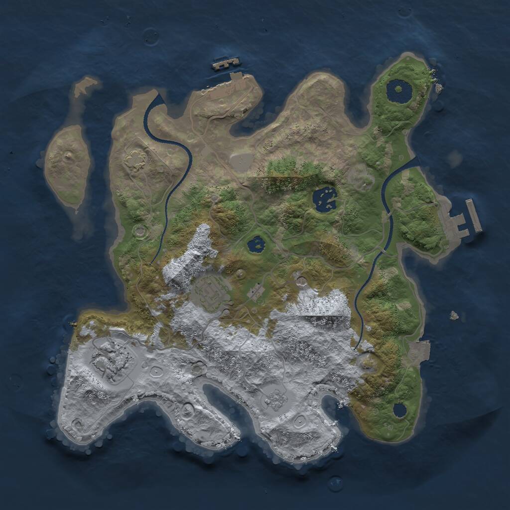 Rust Map: Procedural Map, Size: 3000, Seed: 325607, 9 Monuments