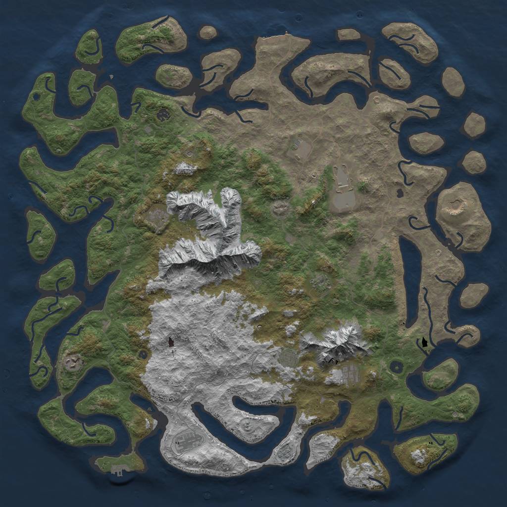 Rust Map: Procedural Map, Size: 6000, Seed: 1333925205, 19 Monuments