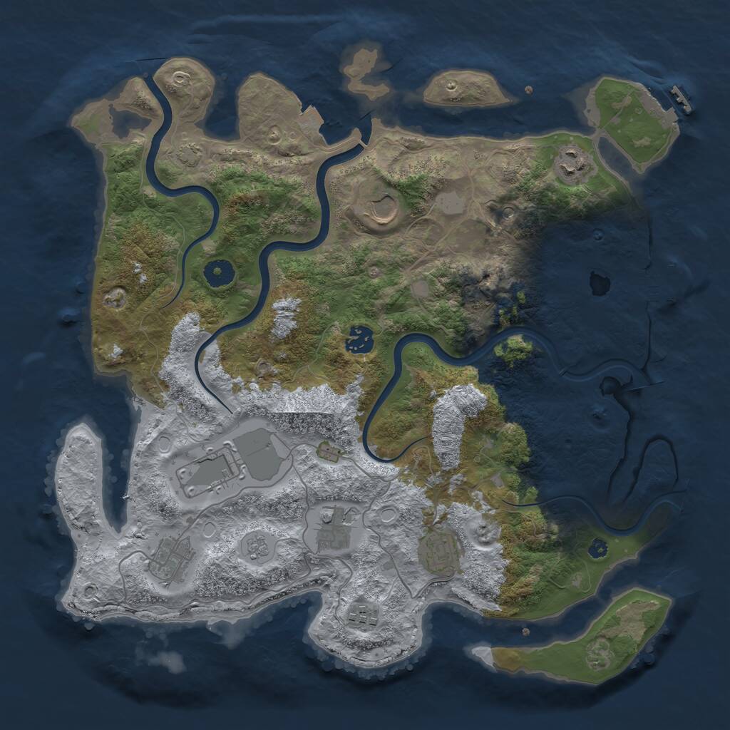 Rust Map: Procedural Map, Size: 3800, Seed: 1345744, 14 Monuments