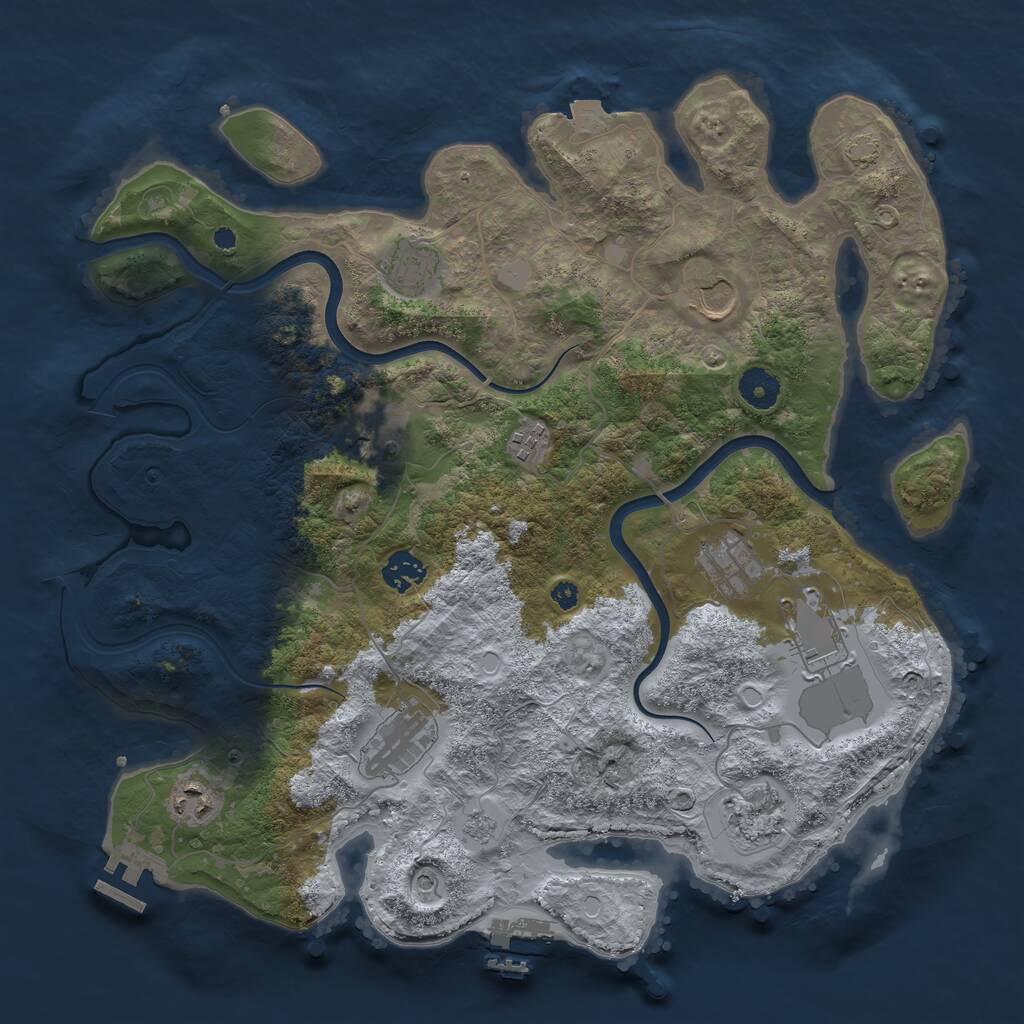 Rust Map: Procedural Map, Size: 3800, Seed: 21001688, 16 Monuments