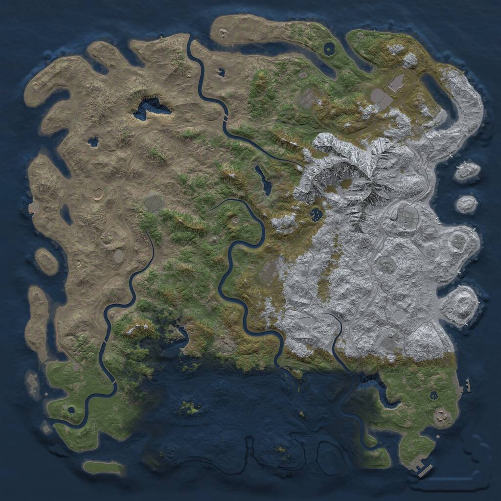 Rust Map: Procedural Map, Size: 6000, Seed: 38623729, 17 Monuments