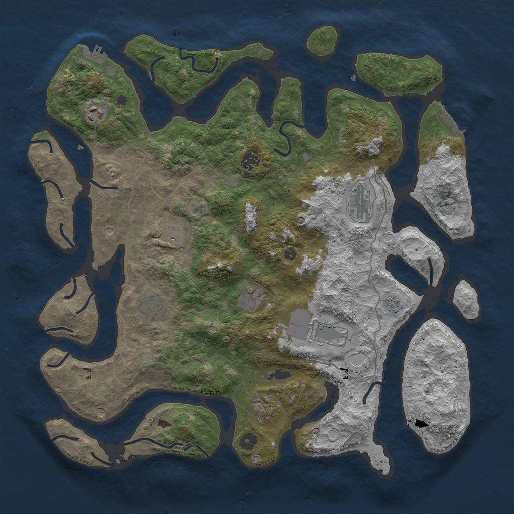 Rust Map: Procedural Map, Size: 4500, Seed: 346452948, 17 Monuments
