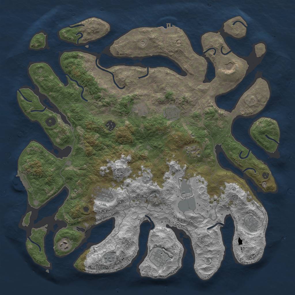 Rust Map: Procedural Map, Size: 4500, Seed: 71779, 19 Monuments