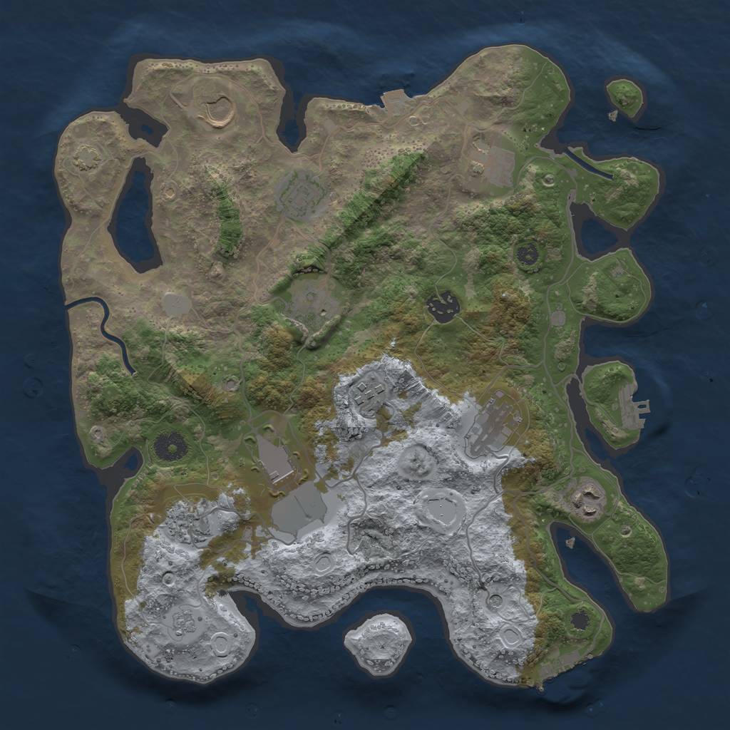 Rust Map: Procedural Map, Size: 3500, Seed: 1633154240, 18 Monuments