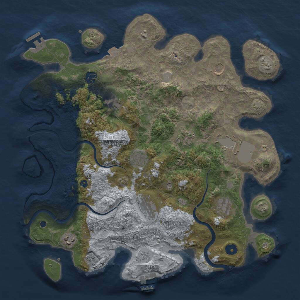 Rust Map: Procedural Map, Size: 3875, Seed: 757851362, 16 Monuments